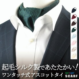 【1/20「0」のつく日　11％offクーポン&P5倍】スカーフ シルク 赤 小さめ 無地 アスコットタイ ワンタッチアスコットタイ スカーフ ワンタッチ100％ プレゼント おしゃれ 簡単装着 男女兼用 結婚式 レディース メンズ 誕生日 お祝い 旅行 上品 時短 便利