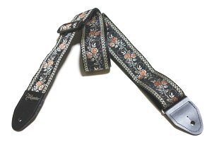 Takamine TGS-6 BL 【TGS-6BL】 タカミネ ギターストラップ 花柄(黒)