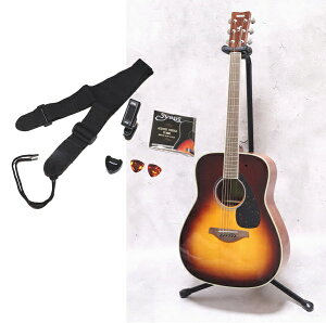 YAMAHA FG820 BS ヤマハ アコースティックギター ブラウンサンバースト 弦高調整サービス チューナー ストラップ 交換用弦 ピックホルダー ピックx2枚 プレゼント!
