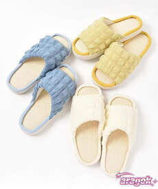 【全品2点で5%OFF】ルームシューズ 室内スリッパ スリッパ 秋用 夏用 ルームスリッパ 4cm THKJ レディース メンズ ポップコーン ポコポコ 厚底 室内 麻