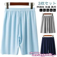 【全品5%ポイント】ルームパンツ 夏 接触冷感 ステテコ 薄手 ゆったり 3枚セット 5分丈 L-4XL メンズ ハ…