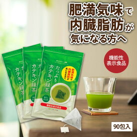 【楽天スーパーSALE対象：50％OFF(半額) 】機能性表示食品 たっぷりカテキン緑茶 ティーパック 2g×90包×3袋セット 送料無料 90日分 まとめ買い 肥満 内臓脂肪が気になる方 お茶 緑茶 日本茶 深蒸し茶 茶カテキン ダイエット 健康茶 茶葉 静岡茶 お茶葉 ティーバッグ■16511