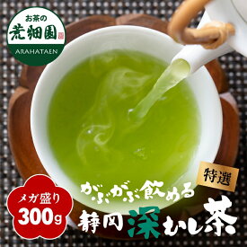 【期間限定価格】【特選シリーズ！お徳用！メガ盛り！大容量！300g】お茶 緑茶 一番茶入 特選がぶがぶ飲める静岡深むし茶(100g入り×3袋)【メール便：送料無料】日本茶 煎茶 ギフト 深蒸し茶 健康茶 茶葉 静岡茶 日本茶 荒畑園|お茶葉 がぶ飲み
