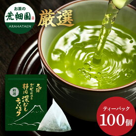 お茶 ティーパック 緑茶 深蒸し茶 静岡茶 日本茶 静岡深むし ティーバッグ 厳選 がぶ飲み深むしティーパック100個入 がぶがぶ飲める メール便配送 送料無料 高級 上級 荒茶 一番茶 大容量 業務用 お徳用 お得用 まかない 茶葉 お茶葉 国産