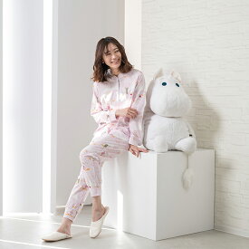【MOOMIN ムーミン】×【Amour アムール】天竺 プリント(草原) 　無地　レディース パジャマ 綿 ムーミンキャラクター