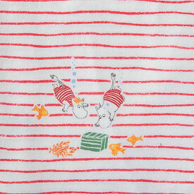 【Amour アムール】×【MOOMIN ムーミン】海でくつろぐムーミンファミリーをプリントしたボーダーTシャツのセットアップ