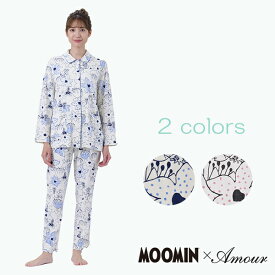 【MOOMIN ムーミン】×【Amour アムール】ムーミン フラワープリント 60スムースパジャマ