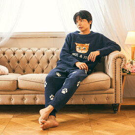【4月20日限定 ポイント10倍】【PAUL&JOE 】paul & joe ポールアンドジョー【メンズ】ランダム猫足跡　モールヤーンジャカードロングパンツ　※ボトムスのみ　春 秋 冬 かわいい ペア ブランド