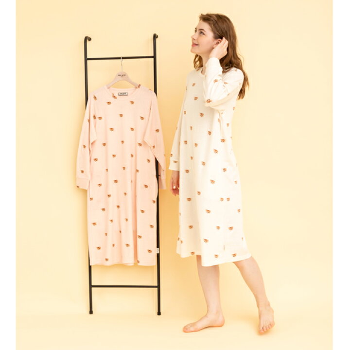 楽天市場 ポイント5倍 クーポン発行 Paul Joe Paris Room Wear ポールアンドジョー ルームウェア ヌネットがいっぱい 21awコレクション 綿レーヨン接結天竺 ワンピース ルームドレス レディース ネグリジェ 秋 冬 あったか 可愛い 猫 ギフト 日本製 アイボリー