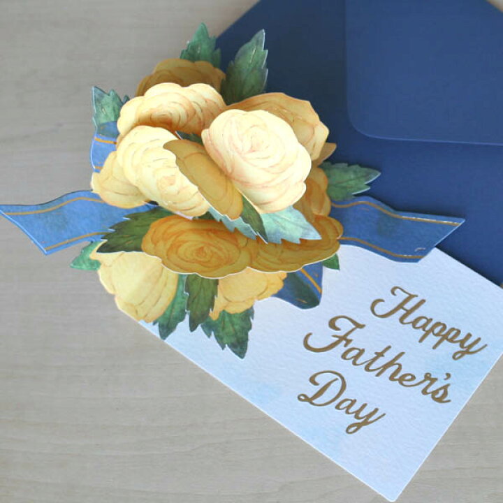 楽天市場 父の日カード イエローローズpop Up Happy Father S Day 立体花カード ネコポス可 Arancia Mica Male