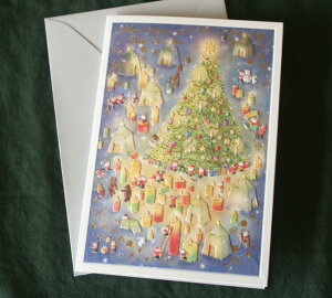 メルヘンクリスマスカード『キャンドル村のクリスマスツリー』 【グリーティングカード・ギフトカード・メッセージカード・greeting card message】【ネコポス可】