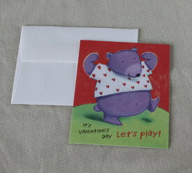 バレンタインカード（幅広名刺型ミニカード）「元気なクマさんLet's　play！」 【グリーティングカード・ギフトカード・メッセージカード・招待状・お祝い状・お礼状・greeting card message】【ネコポス可】