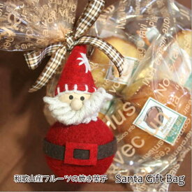 ちょっとレトロなサンタのマスコットと和歌山県産フルーツの焼き菓子クリスマスギフトバッグ
