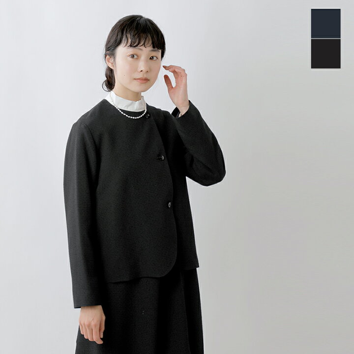 楽天市場】nooy ヌーイ ブークレ ジャガード ブラック ノーカラー 
