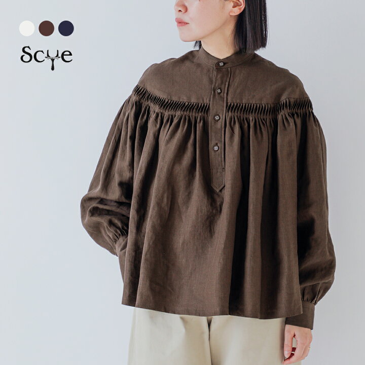 楽天市場】Scye サイ オーガニック リネン タック ハーフプラケット 