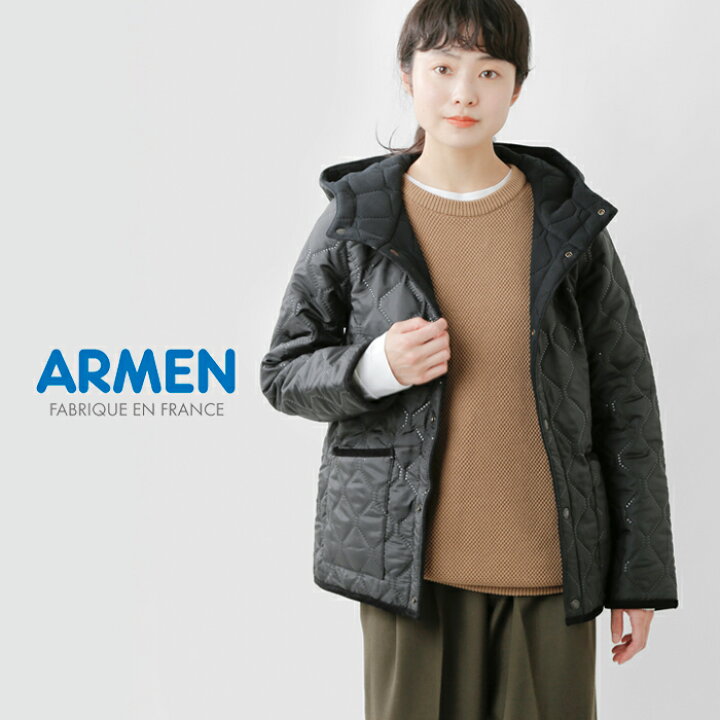 楽天市場】ARMEN アーメン キルティング フリース ハイカラー フード 