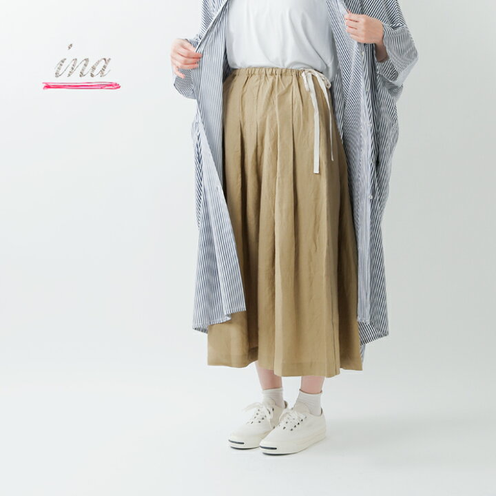 楽天市場】＜☆3＞ina イナ リネンソフトワッシャーウエスト紐タックス 