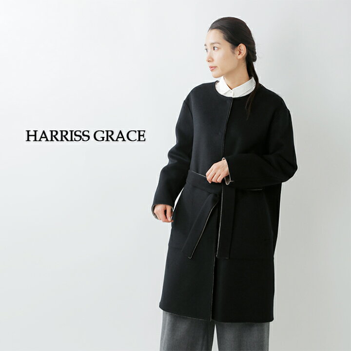 楽天市場】HARRISS GRACE ハリス グレース カシミヤ ノーカラー ロング  