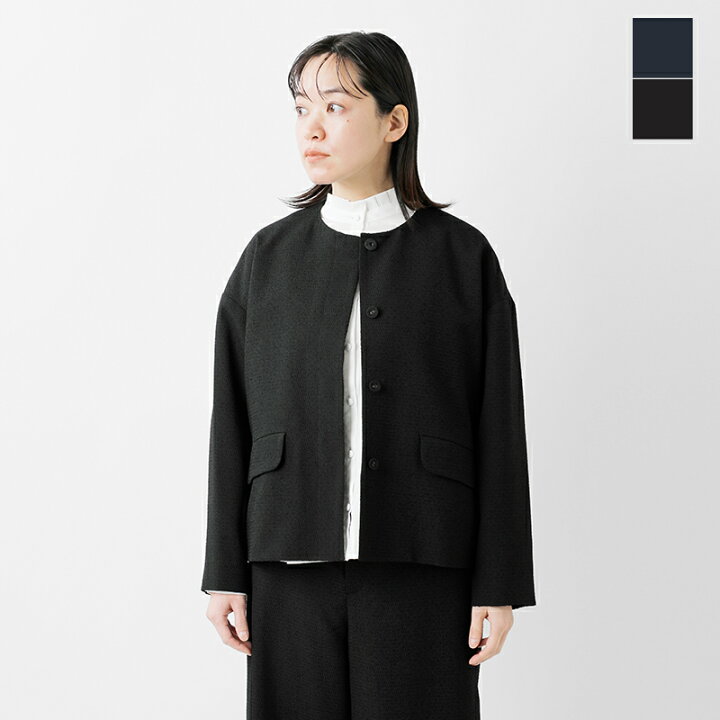楽天市場】nooy ヌーイ ブークレ ジャガード ブラック ノーカラー 
