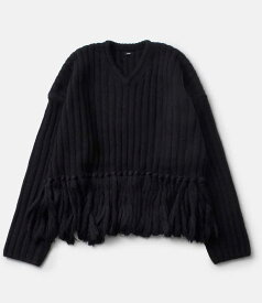 【クーポン対象】【50%OFF】tissu ティシュ SIROROVING フリンジ Vネック プルオーバー ウール100%ニット ts233kn073-ma レディース