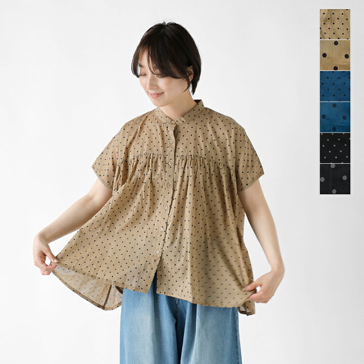 楽天市場】SOIL ソイル コットン ボイル ドットプリント バンドカラー 