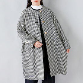 MACKINTOSH マッキントッシュ ハウンドトゥース ハンビー ノーカラー コクーン メタルボタン コート “HUMBIE NO COLLAR COCOON MB” l242hi1162codq レディース 2025aw新作 アウター【◇】