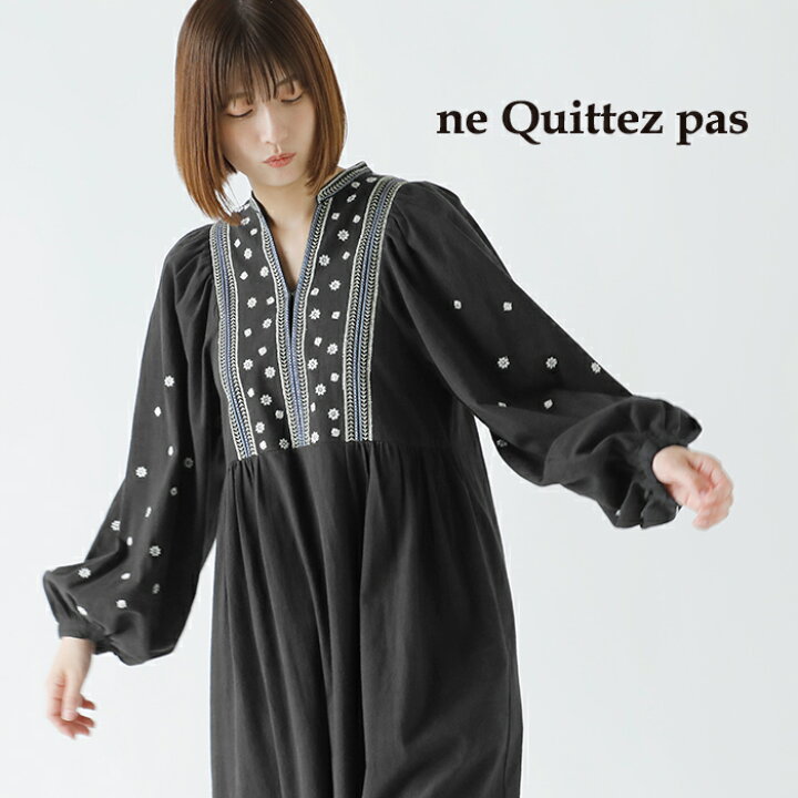 楽天市場】ne Quittez pas ヌキテパ コットン 刺繍 ヨーク ドレス  