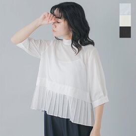 【クーポン対象】whyto ホワイト ベルマックス スタンドカラー 裾プリーツ ブラウス “HEM PLEATS BLOUSE” wht21fbl4004-yo 2024ss新作 レディース