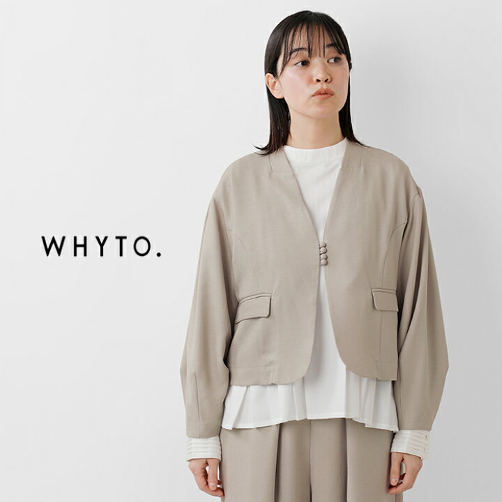 楽天市場】whyto ホワイト リネン ライク ノーカラー ジャケット 