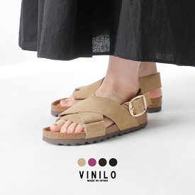 VINILO ヴィニーロ スエード フラット クロス サンダル ib-7517-af レディース 2026ss新作 春夏 靴 ナチュラル シンプル リゾート デイリー 滑りにくい クッション性 耐久性 歩きやすい おしゃれ スペイン製 ブラウン モカ ブラック