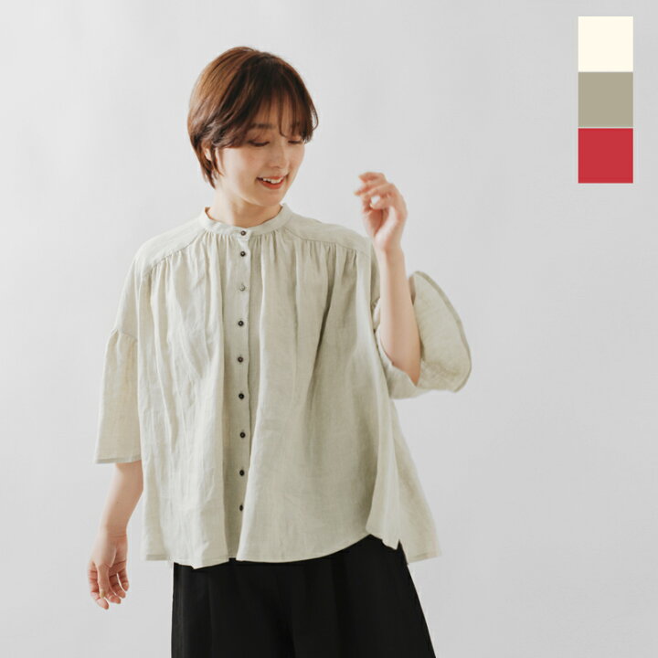 楽天市場】MAGALI マガリ フレンチリネン フレアスリーブ ブラウス 