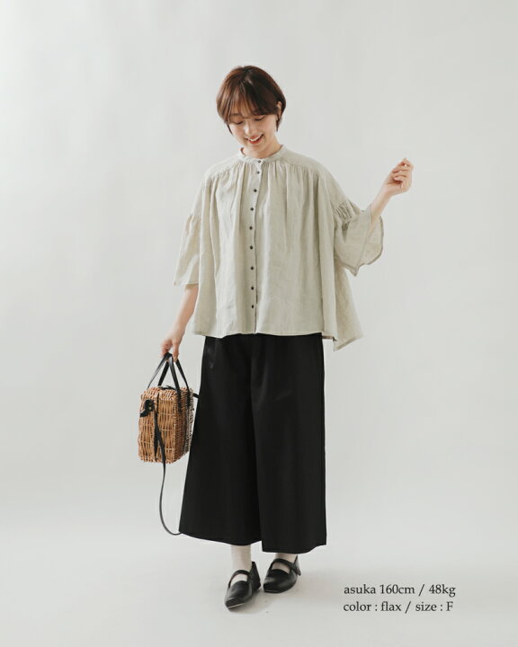 楽天市場】MAGALI マガリ フレンチリネン フレアスリーブ ブラウス 