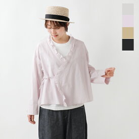 Laboratory ラボレイトリー コットンリネン フリル カシュクール ブラウス “FRILL CACHECOEUR BLOUSE” la286-fn 2024ss新作 レディース