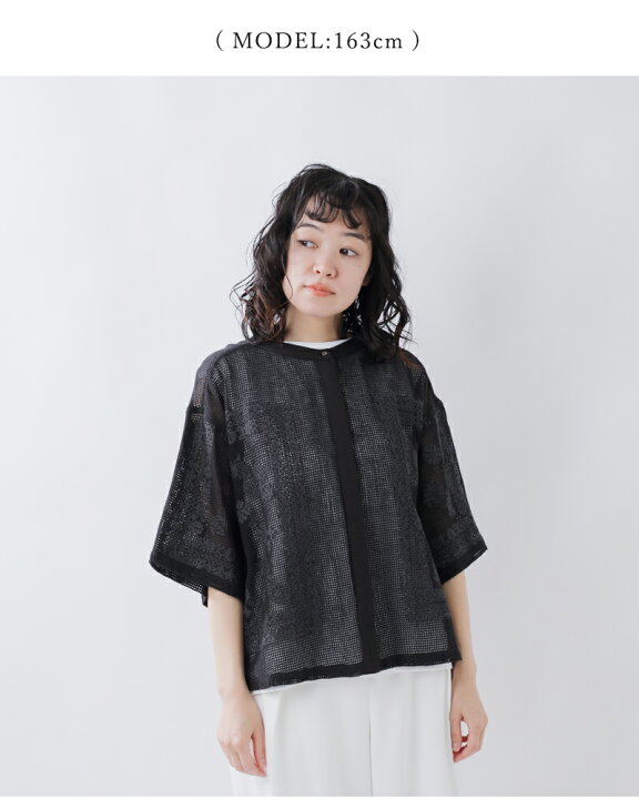 楽天市場】normment ノーメント コットン メッシュ レース ブラウス 