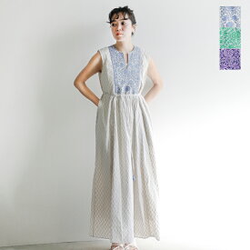 ne Quittez pas ヌキテパ コットン ダイヤ チェック プリント 刺繍 ドレス “Dia Check Print EMB Dress” 010541gk3-kk 2024ss新作 レディース