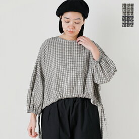 【クーポン対象】qiri キリ 刺し子 チェック ショート ブラウス “sashiko check short blouse” 6301bl007241-mn 2024ss新作 レディース