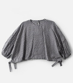 qiri キリ 刺し子 チェック ショート ブラウス “sashiko check short blouse” 6301bl007241-mn 2024ss新作 レディース