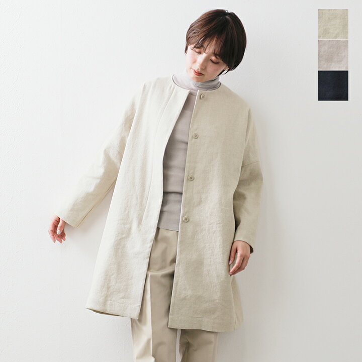 楽天市場】evam eva エヴァムエヴァ リネンコットン ノーカラー 