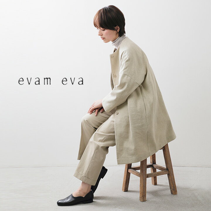 楽天市場】evam eva エヴァムエヴァ リネンコットン ノーカラー コート 