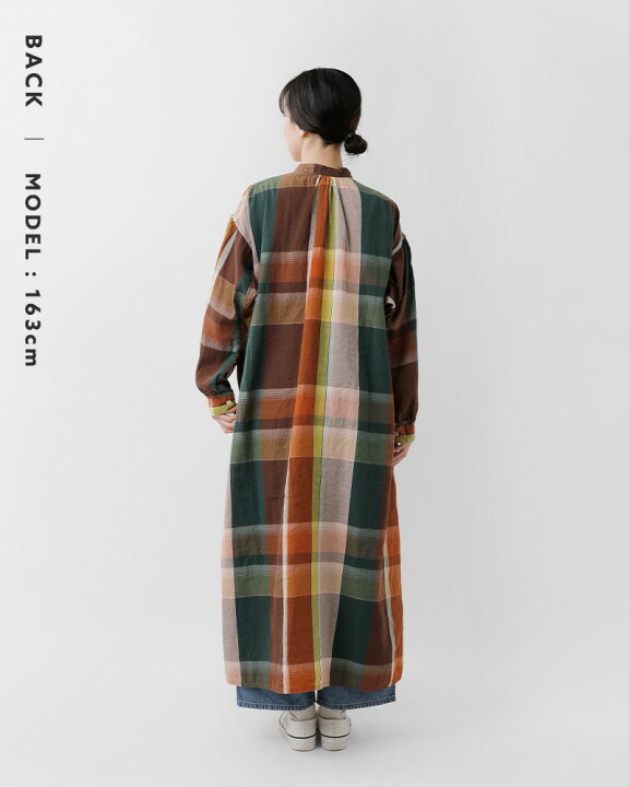 リネンタータンチェッククロスオーバードレス