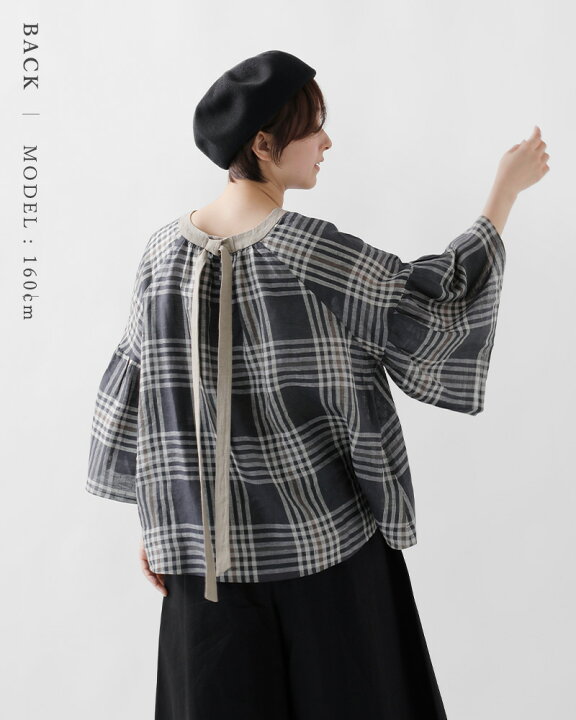 楽天市場】MAGALI マガリ グランチェック リネン バックリボン プル 