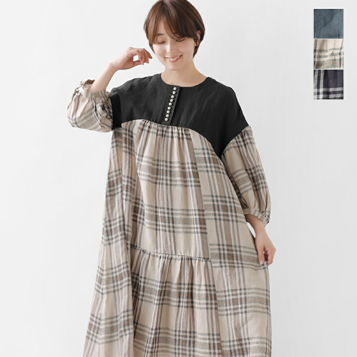 楽天市場】MAGALI マガリ グランチェック リネン セミティアード 