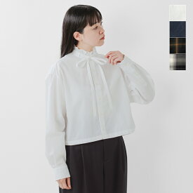 セール【40%OFF】nicholson&nicholson ニコルソンアンドニコルソン ウォッシュドコットン フリルカラー タイ ブラウス opal-w レディース【3こ1】