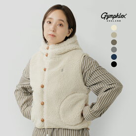 セール【20%OFF】Gymphlex ジムフレックス くるみボタン ボア フーデッド ショート ベスト gy-a0726boa レディース 【海外出荷不可】 アウター【3こ1】