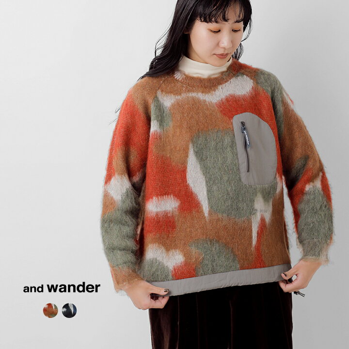 楽天市場】and wander アンドワンダー ミックスカラー シャギー ニット 