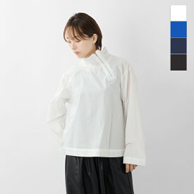 セール【40%OFF】mizuiro ind ミズイロインド コットン ジップ ハイネックカラー プルオーバー 3-230105 レディース 長袖 ブラウス ワイドシルエット ゆったり コットン100% ファスナー 軽い シンプル【3こ1】