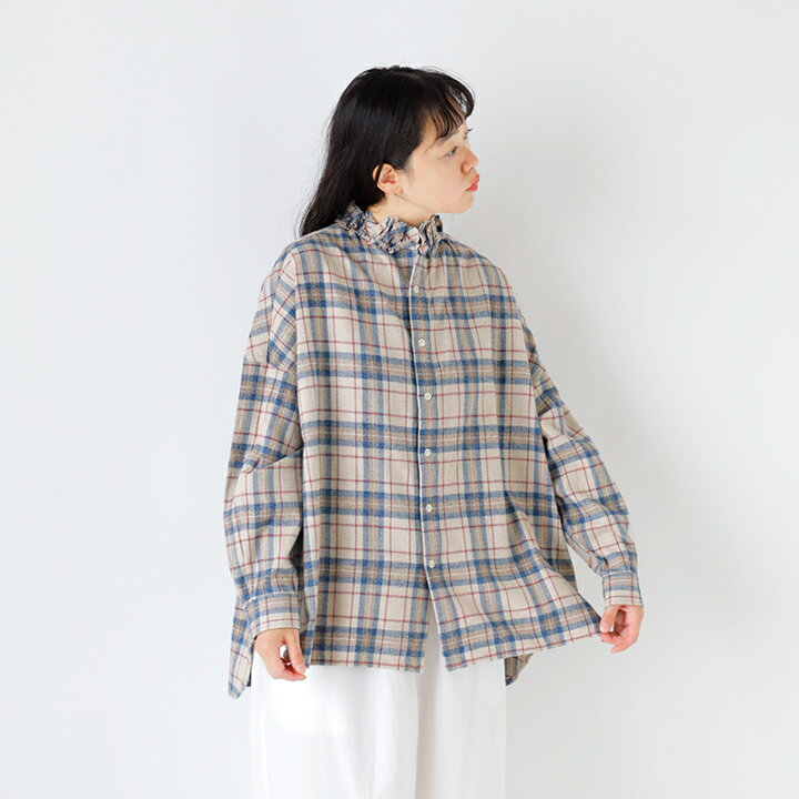 楽天市場】Yarmo ヤーモ コットン フランネル チェック フリル シャツ 
