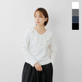 セール【20%OFF】mizuiro ind ミズイロインド コットン フリルカラー ロングスリーブ プルオーバー 3-210050 レディース【☆】