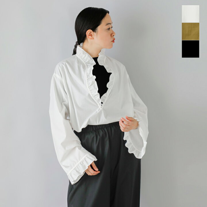 楽天市場】LOEFF ロエフ コットンブロード フリル スキッパー シャツ 