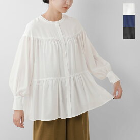 セール【50%OFF】audrey and john wad オードリーアンドジョンワッド エステルシアー バンドカラー ギャザー ブラウス l5111 レディース【3こ1】